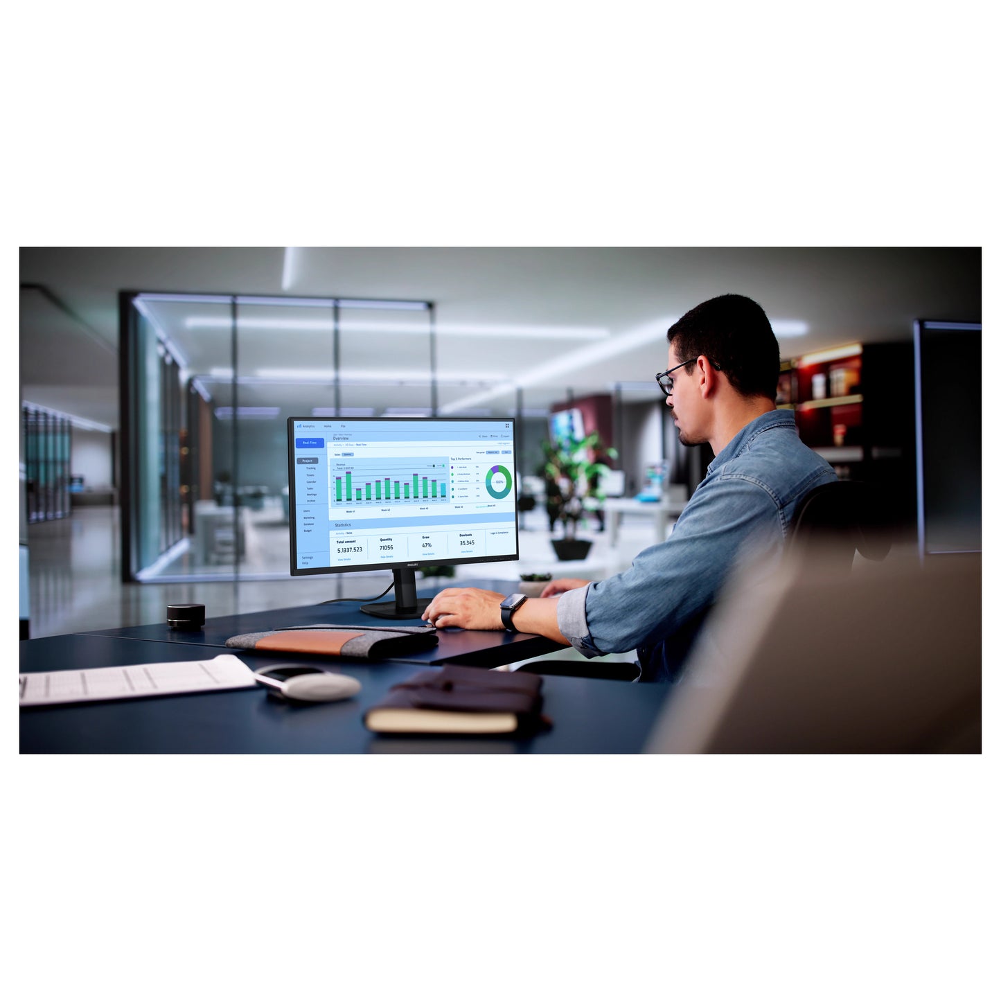 68,6cm/27" (2560x1440) Philips 27B2N3500J/00 16:9 WQHD IPS 4ms 120Hz HDMI DisplayPort USB VESA Speaker Black