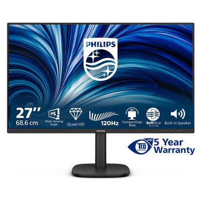 68,6cm/27" (2560x1440) Philips 27B2N3500J/00 16:9 WQHD IPS 4ms 120Hz HDMI DisplayPort USB VESA Speaker Black