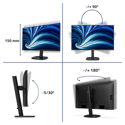 68,6cm/27" (2560x1440) Philips 27B2N3500J/00 16:9 WQHD IPS 4ms 120Hz HDMI DisplayPort USB VESA Speaker Black