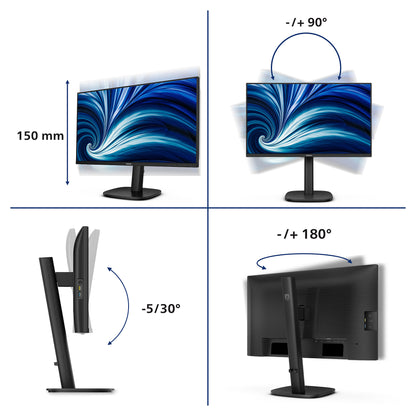 PHILIPS 60,45cm 23,8Zoll 1920x1080 120Hz IPS Flat H/A 150 MM TUV EyeSafe certified USB HUB SPEAKERS DP HDMI 300cd/m2 TCO 10