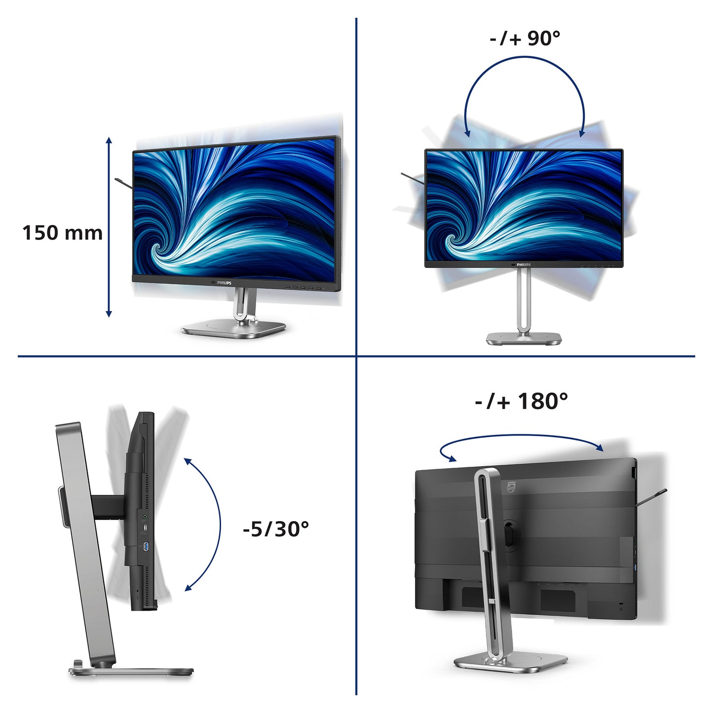 PHILIPS 24B2N4200/00 60,45cm 23,8Zoll 1920x1080 VGA HDMI DP USB