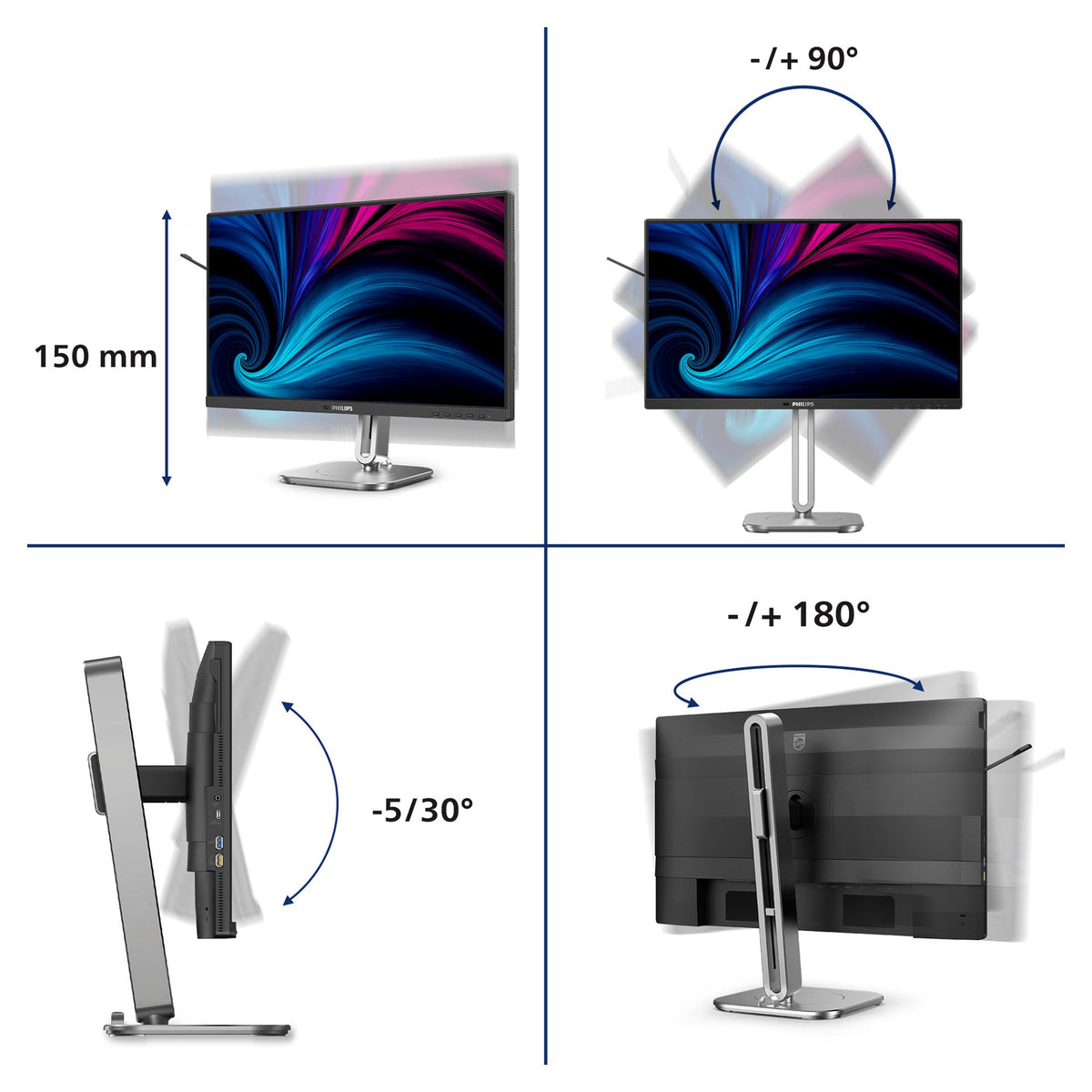 PHILIPS 24B2U4301/00 60,45cm 23,8Zoll 1920x1080 HDMI DP USB