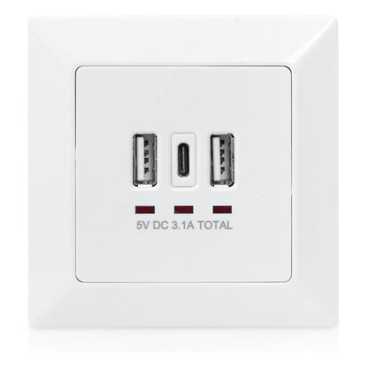 DIGITUS Unterputz Ladedose USB 2x USB A 1x USB Type-C, weiss