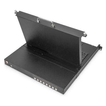 Digitus Modulare HD LCD KVM Konsole mit 19" TFT, 8-Port HDMI KVM Anschluss, Touchpad, deutsches Tastaturlayout