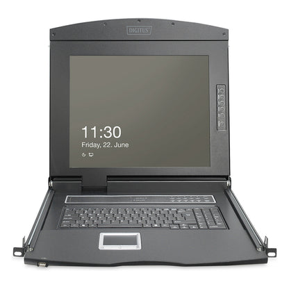 Digitus Modulare HD LCD KVM Konsole mit 19" TFT, 8-Port HDMI KVM Anschluss, Touchpad, deutsches Tastaturlayout