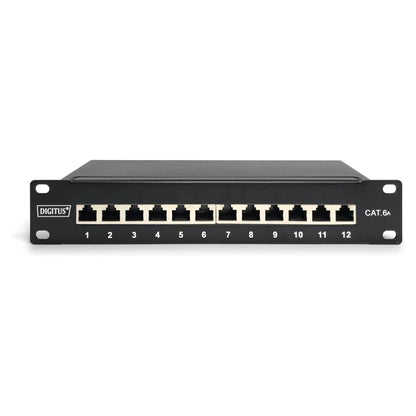 DIGITUS Cat.6A Patch Panel, geschirmt, 12-Port, 10",schwarz