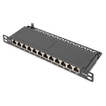 DIGITUS Patchpanel 10" Cat6A 12x RJ45 0,5HE geschirmt schw
