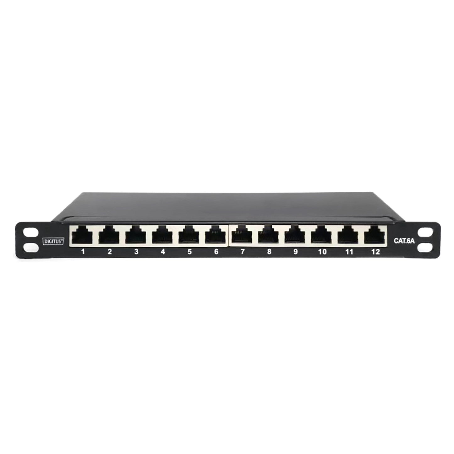 DIGITUS Patchpanel 10" Cat6A 12x RJ45 0,5HE geschirmt schw