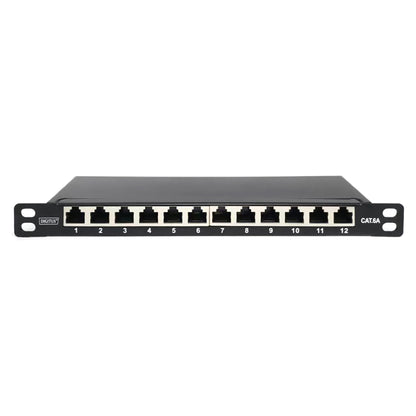 DIGITUS Patchpanel 10" Cat6A 12x RJ45 0,5HE geschirmt schw
