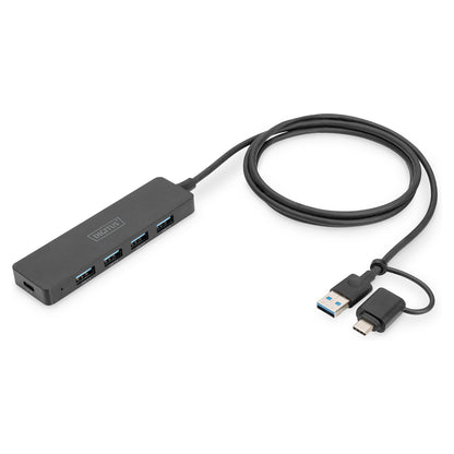 DIGITUS USB 3.0 Hub 4-Port Slim, USB-C Adapter 1,2m Kabel