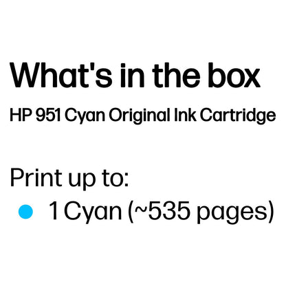HP 951 original Ink cartridge CN050AE BGX cyan standard capacity 700 pages 1-pack Officejet