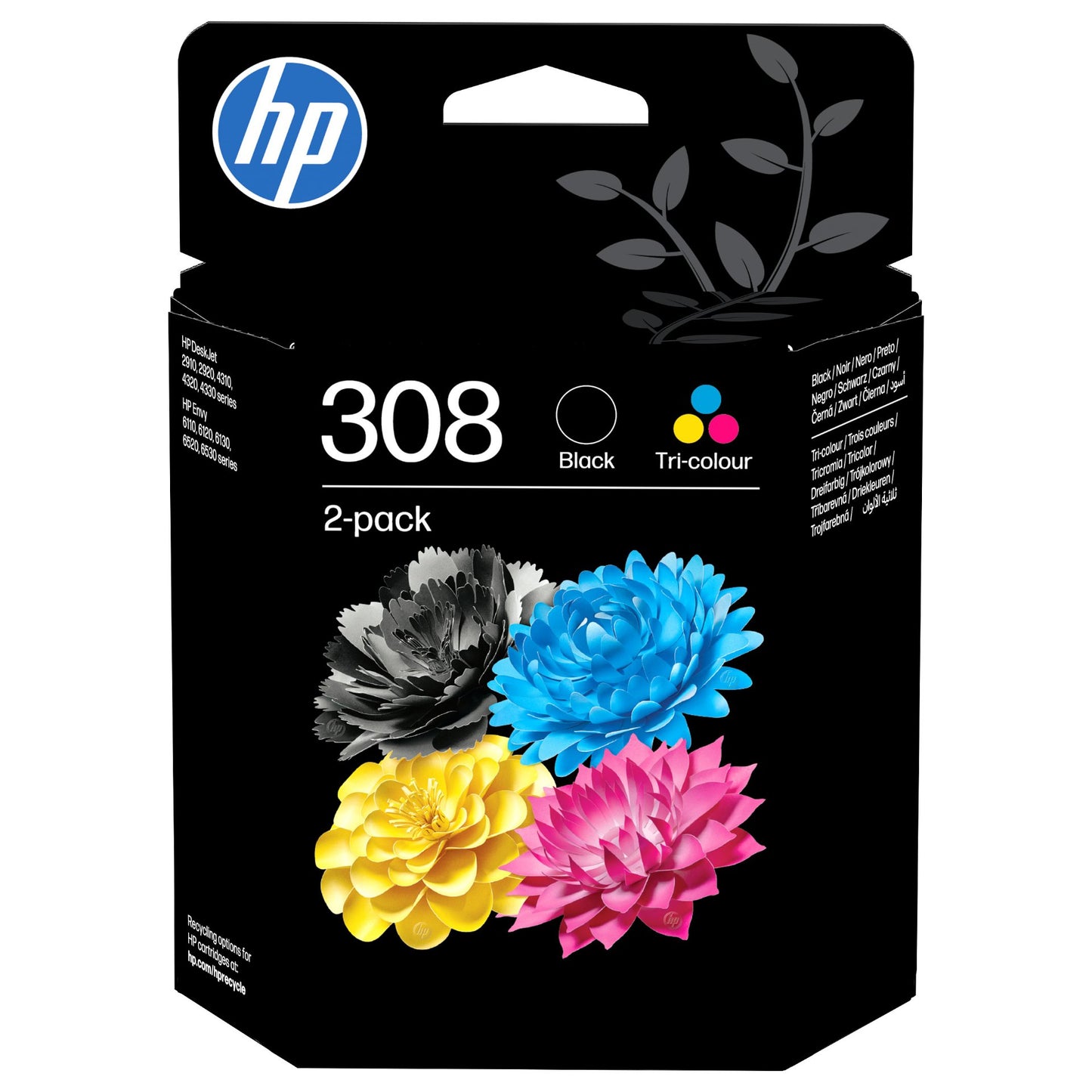 HP 308 Black/Tri-Color Ink Cartridge Combo 2-Pack