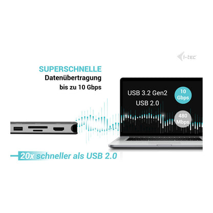 I-TEC USB-C Metal Nano 3x Display Docking Station 2x HDMI 1x USB-C video LAN Audio