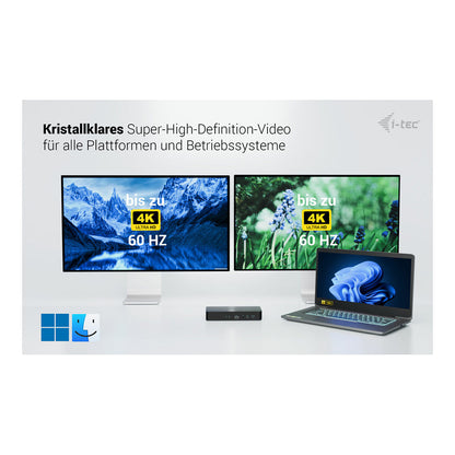 I-TEC Universal Intelligent Dual Display DS 2xHDMI 2xDP 1xGLAN 2xUSB-C Gen2 3xUSB-A Gen2