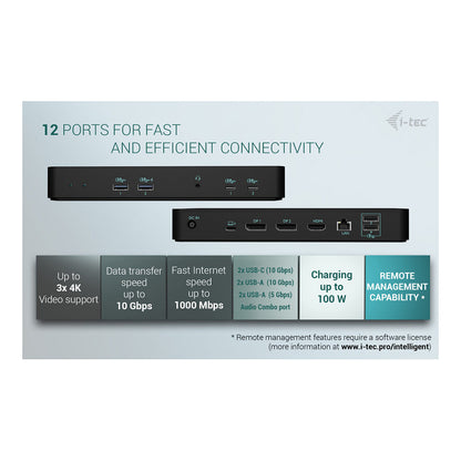 I-TEC USB-C Intelligent Triple Display Docking Station 1xHDMI 2xDP 1xGLAN 2xUSB-C Gen2