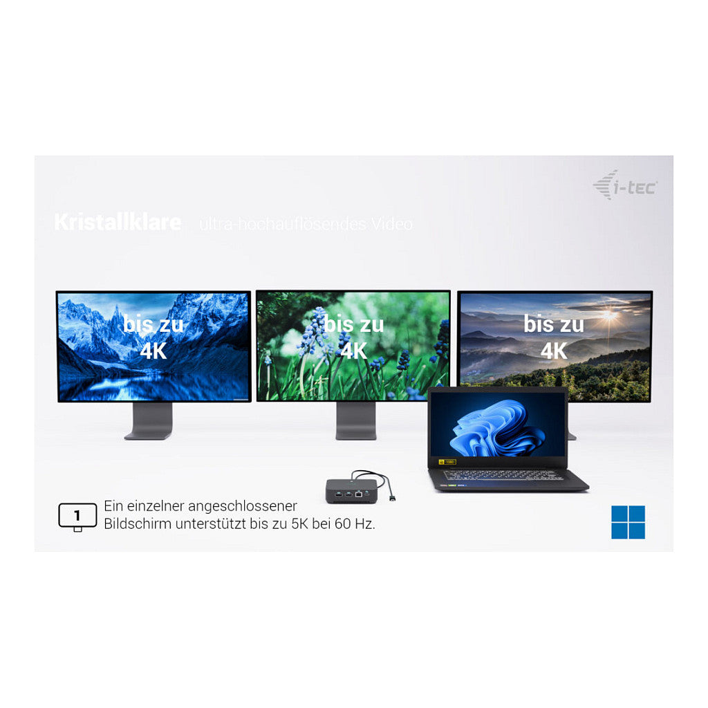 I-TEC USB-C DS 2 x HDMI 1x DP 1x GLAN 1x USB-C 3.2 3x USB-A 3.2 2x USB 2.0 1x 3.5mm Audio