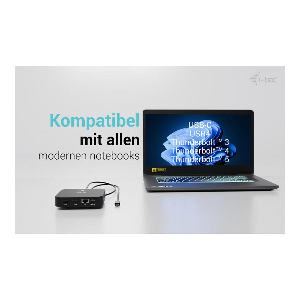 I-TEC USB-C Dual HDMI DS 2xHDMI 1xGLAN 2xUSB-A 3.2 2xUSB 2.0 1xUSB-C Gen2 1xUSB-C Gen1 k 1x100W USB-C PD+Charger 100W