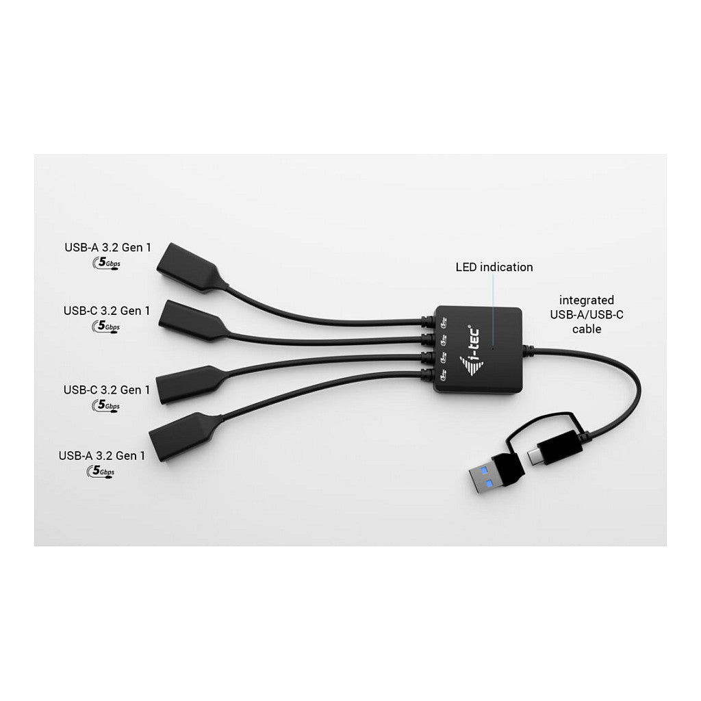 I-TEC USB-C/USB-A Cable HUB 4 port 2x USB-C 3.2 Gen 1 2x USB-A 3.2 Gen 1