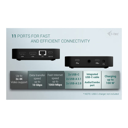 I-TEC USB-C Dual HDMI DS 2x HDMI 1x GLAN 2x USB-A 3.2 2x USB 2.0 1x USB-C Gen2 1x USB-C