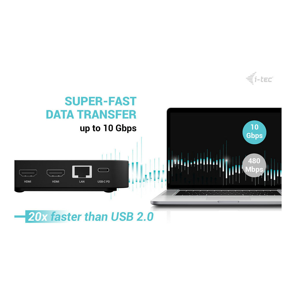 I-TEC USB-C Dual HDMI DS 2x HDMI 1x GLAN 2x USB-A 3.2 2x USB 2.0 1x USB-C Gen2 1x USB-C