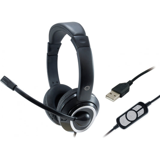 CONCEPTRONIC Headset USB Mikro,int.Bed.Stereo 2.0m sw