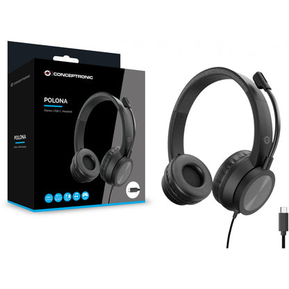 CONCEPTRONIC Headset USB-C Mikro,int.Bed.Stereo 2.0m sw