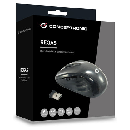 CONCEPTRONIC Optical Wireless 6-Tasten Travel USB Maus sw