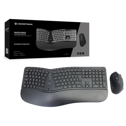 CONCEPTRONIC Wireless Keyboard+Mouse,ergo,Layout deutsch sw