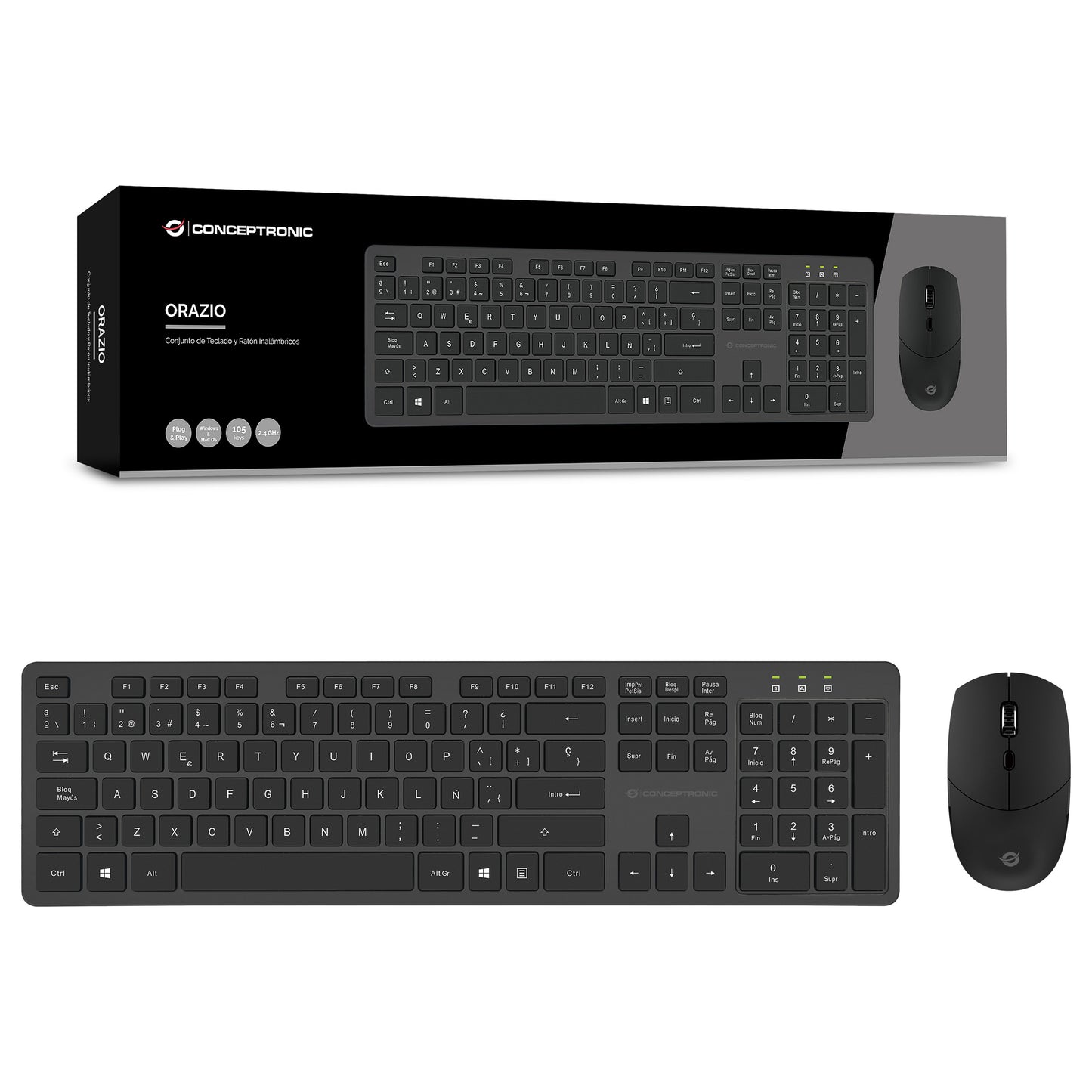 CONCEPTRONIC Wireless Keyboard+Mouse,Layout spanisch sw