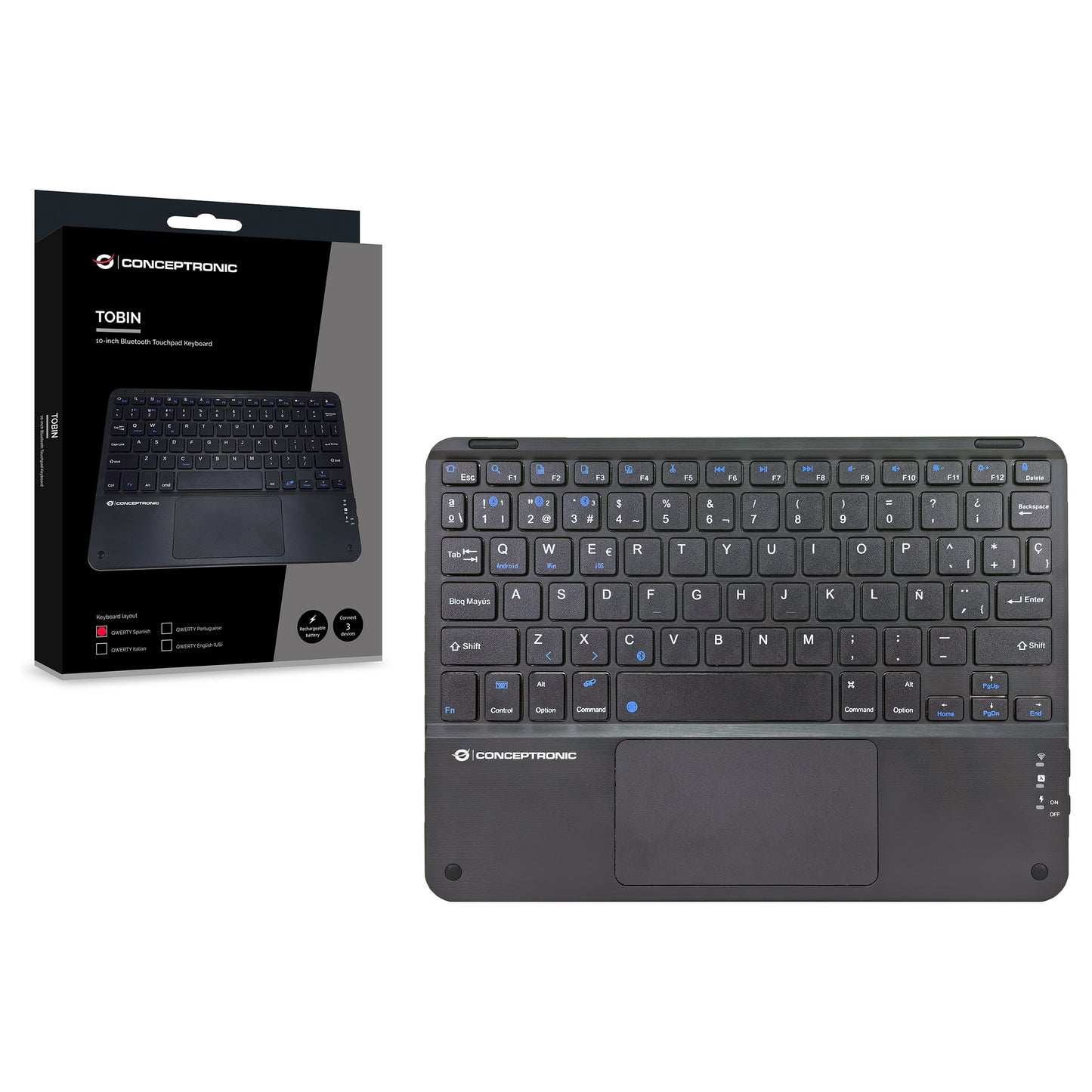 CONCEPTRONIC Wireless Tastatur, Layout spanisch 10" schwarz