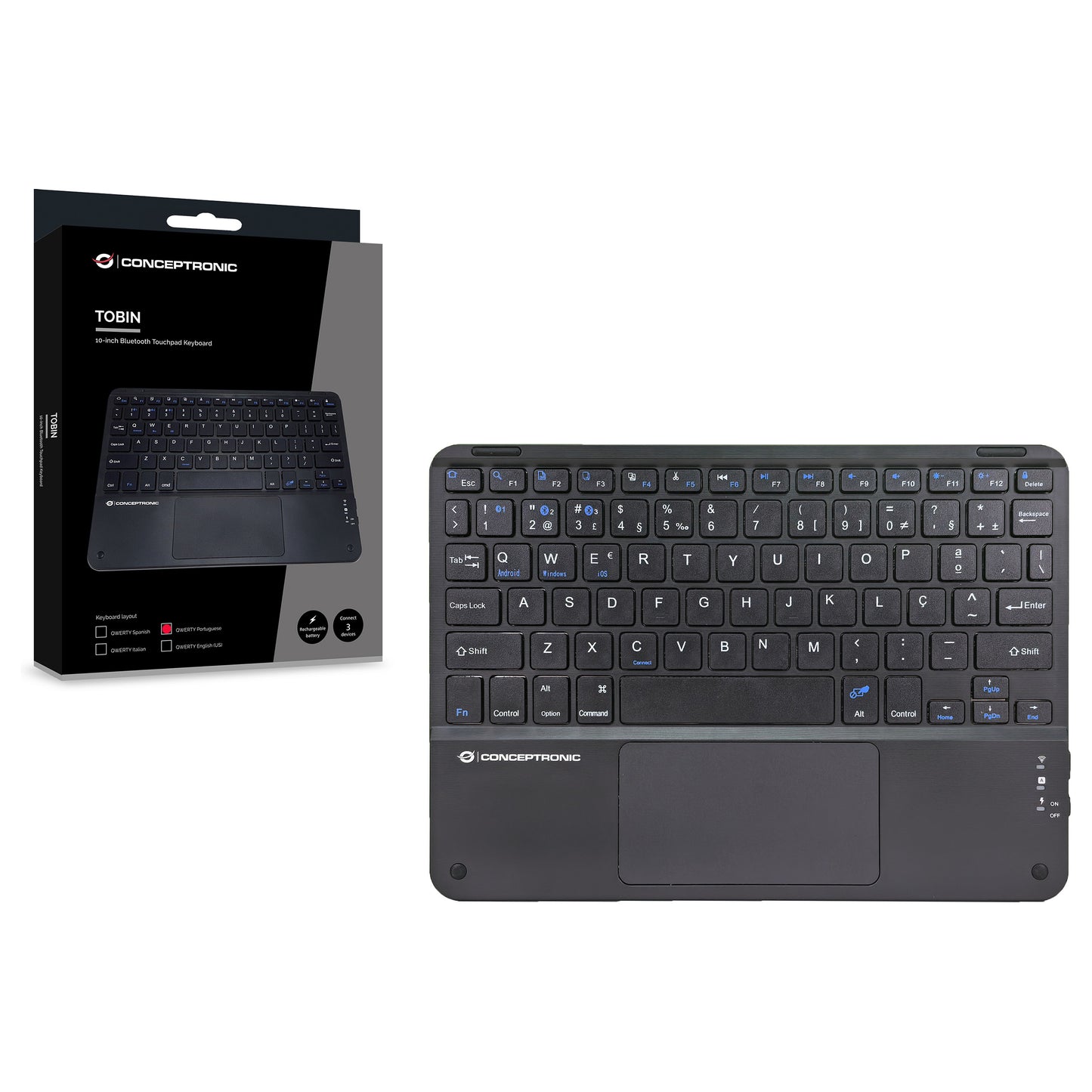 CONCEPTRONIC Wireless Tastatur, Layout portug. 10" schwarz