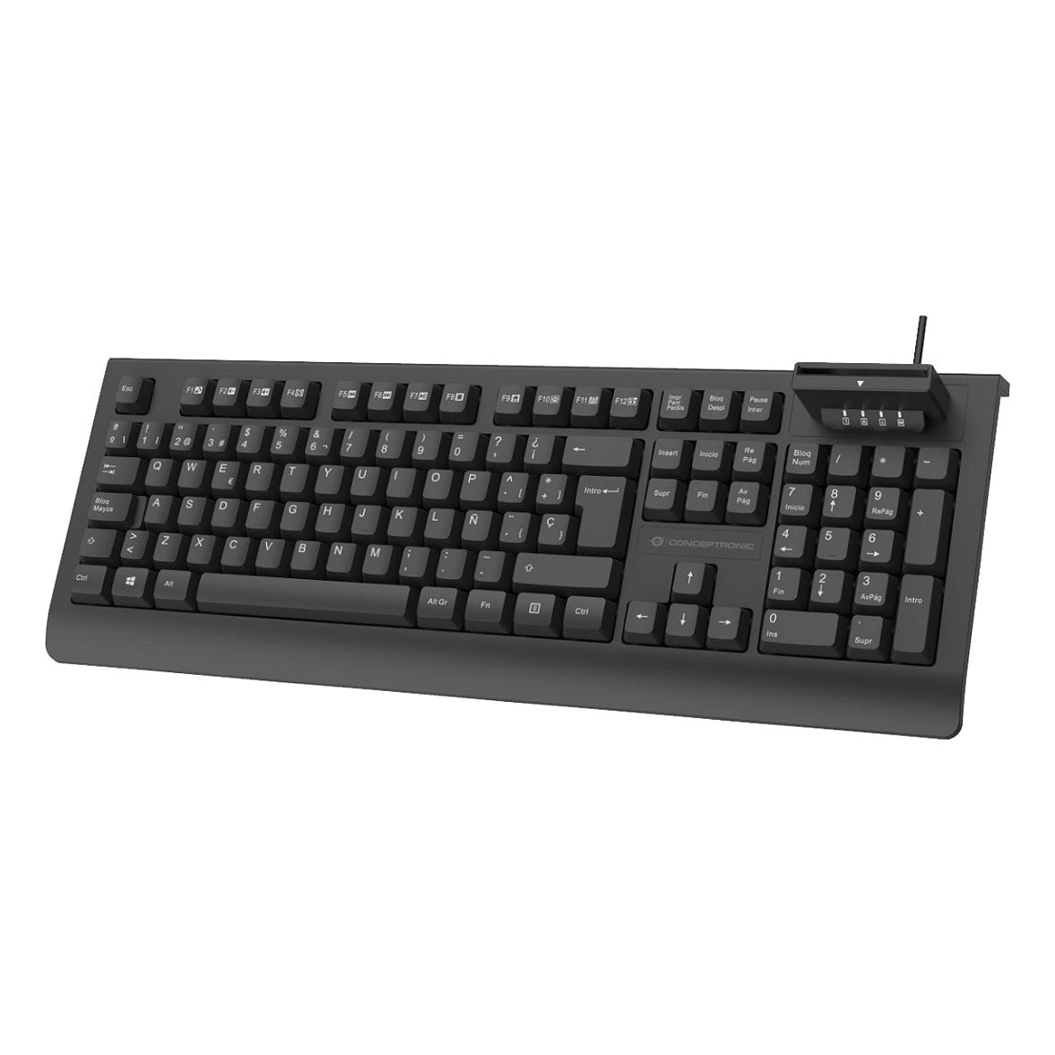 CONCEPTRONIC USB Tastatur,Smart ID-Kartenleser spanisch sw