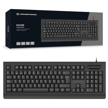 CONCEPTRONIC USB Tastatur,Smart ID-Kartenleser spanisch sw