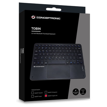CONCEPTRONIC Wireless Tastatur, QWERTY-Layout US/EN 10" sw