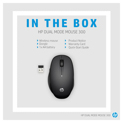 HP Maus 300 Dual Mode Kabellos BT/USB-A Schwarz