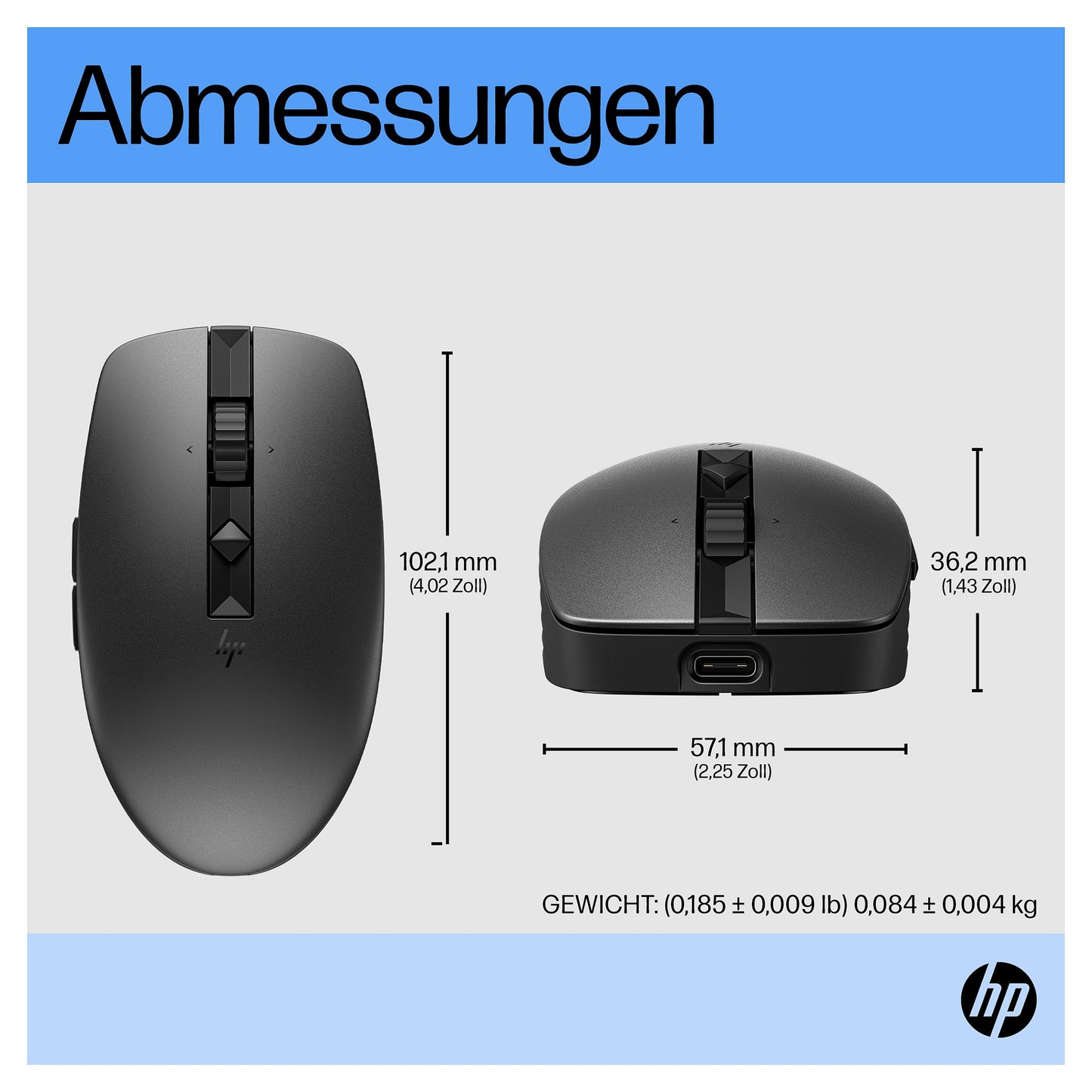HP Maus 710 Kabellos BT/USB-A/C-Empfänger 7 Tasten Schwarz