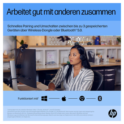 HP Maus 710 Kabellos BT/USB-A/C-Empfänger 7 Tasten Schwarz