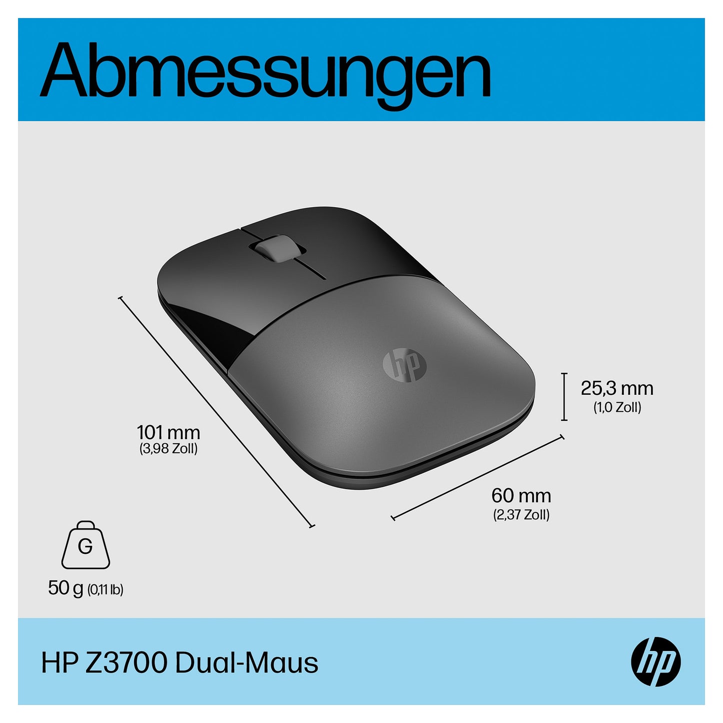 HP Z3700 Dual Silver Wireless Mouse EURO (P)