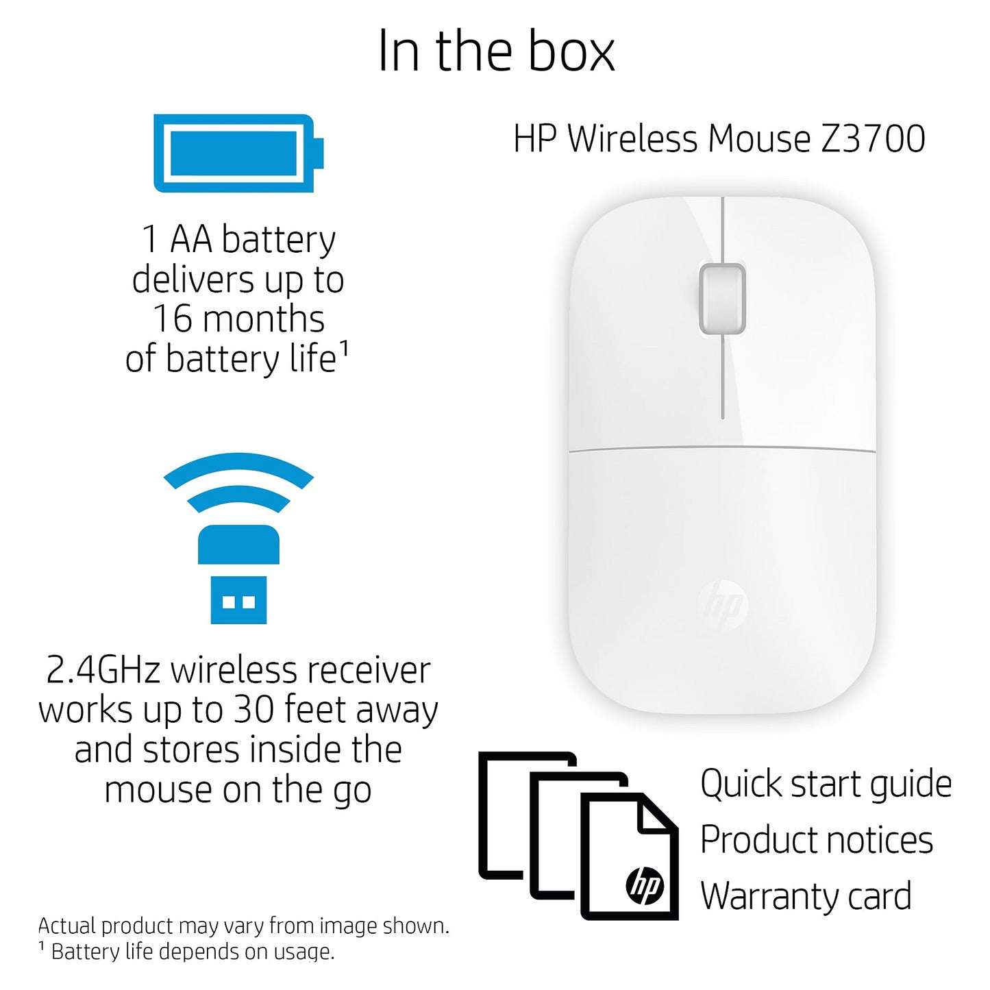 HP Maus Z3700 Kabellos Weiß