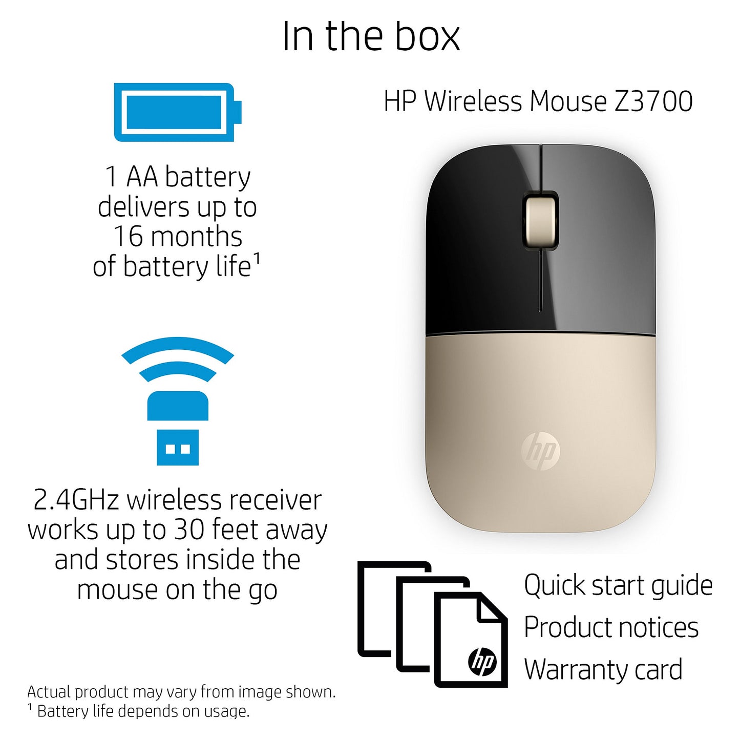 HP Maus Z3700 Kabellos Gold