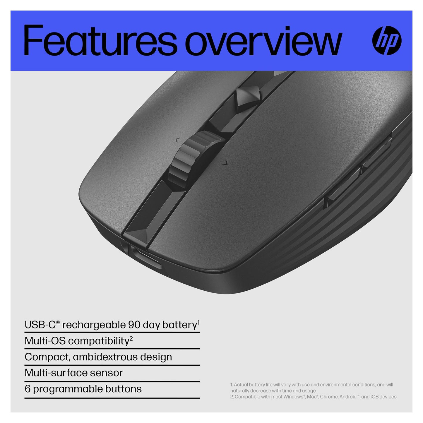 HP Maus 715 Rechargeable Multi-Device Mouse Bluetooth