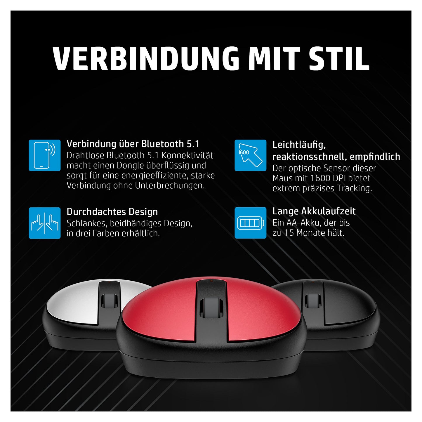 HP 240 Maus kabellos schwarz