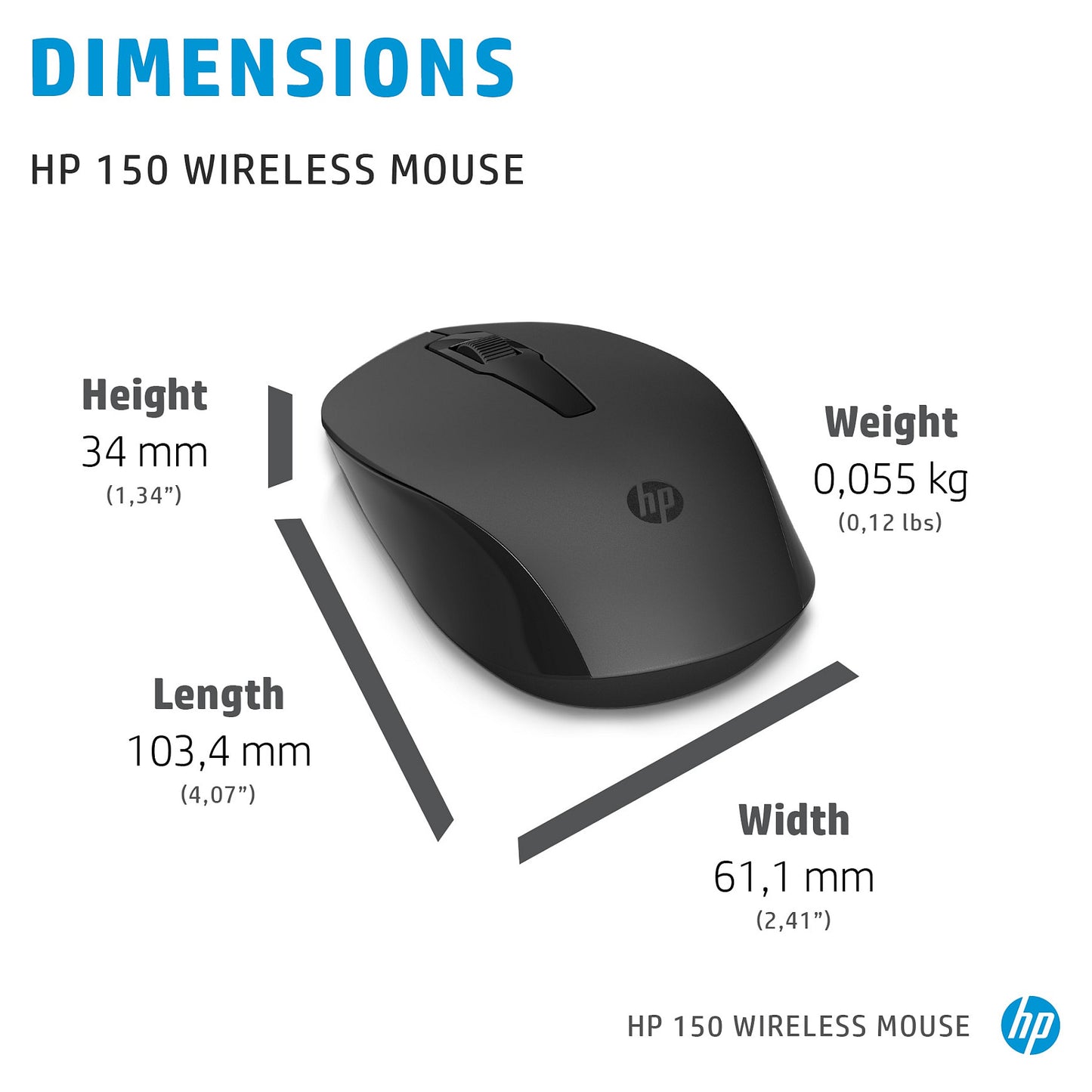 HP 150 Maus kabellos schwarz