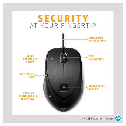 HP Maus USB Fingerprint Laser-3Tasten-kabelgebunden-USB