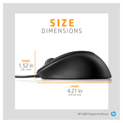 HP Maus USB Fingerprint Laser-3Tasten-kabelgebunden-USB