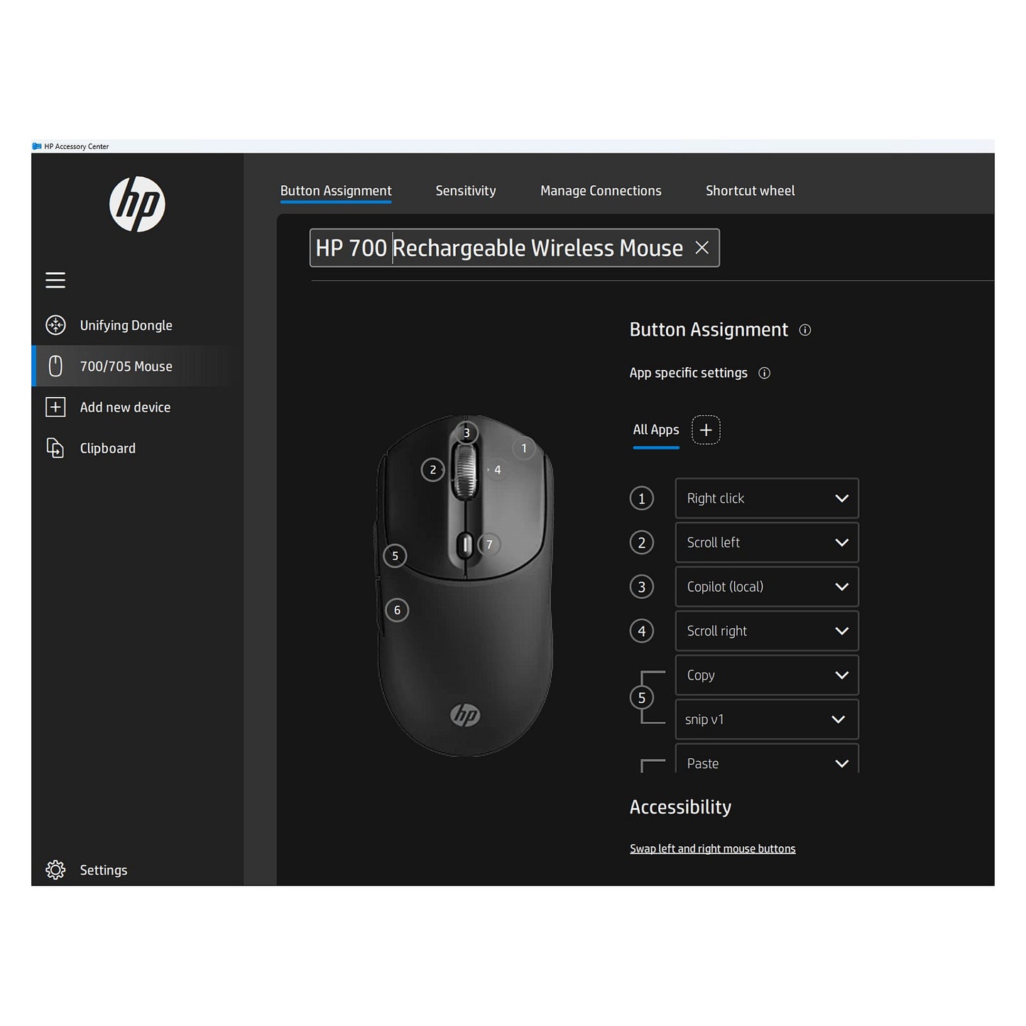 HP 700 Rechargeable Wireless Mouse (P)