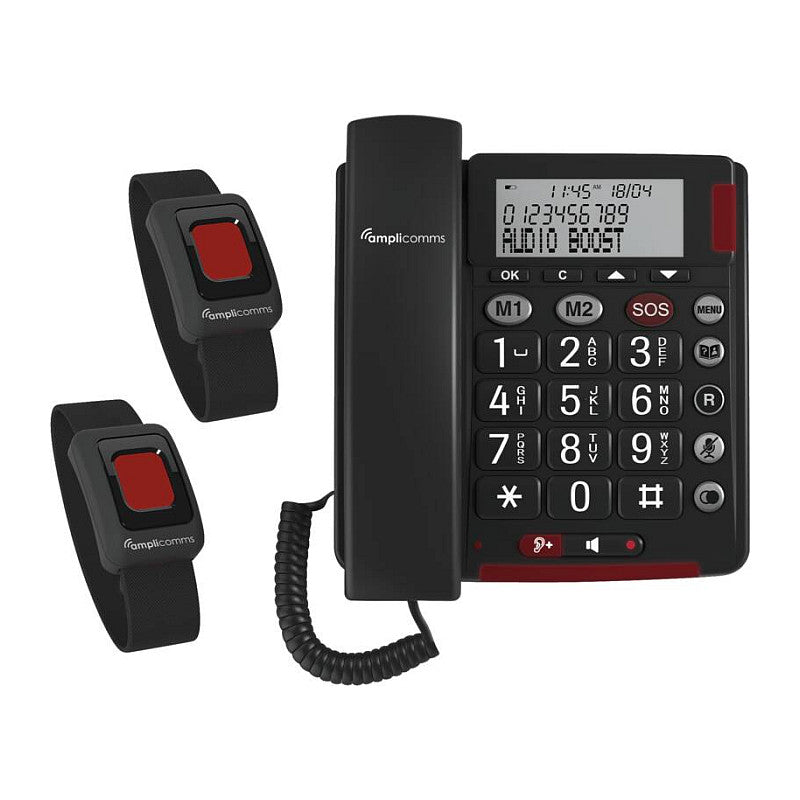 amplicomms BigTel 50 Alarm Plus Notrufarmband Duo dunkelgrau