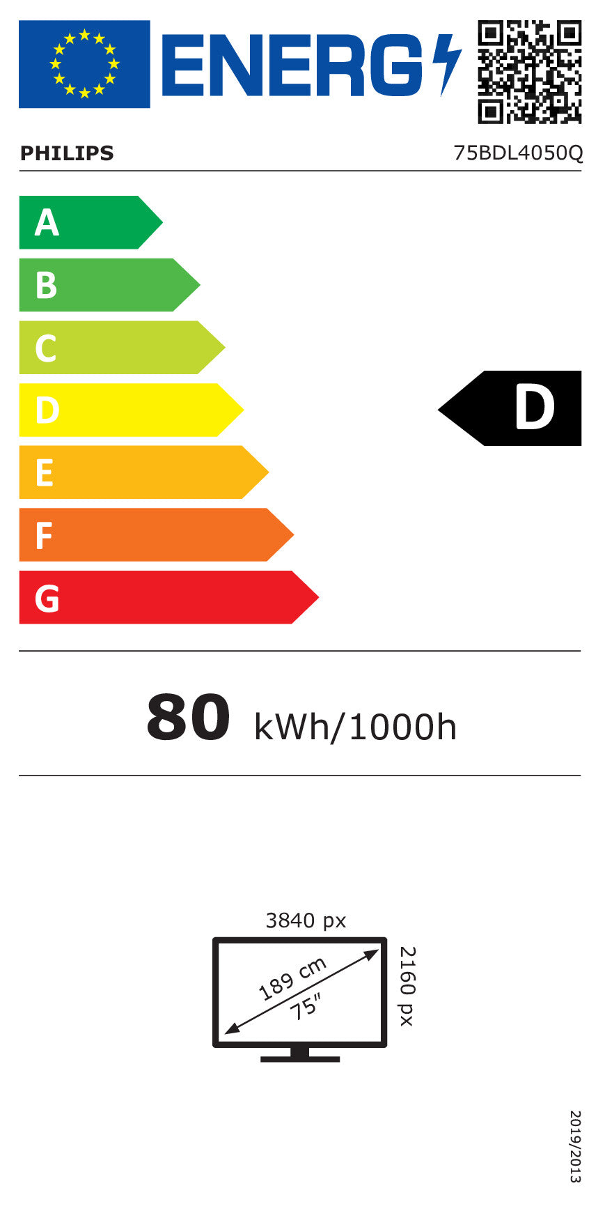 PHILIPS Q-Line 75BDL4050Q 190,5cm(75") 24/7/UHD/Android10 (Speditionsversand)