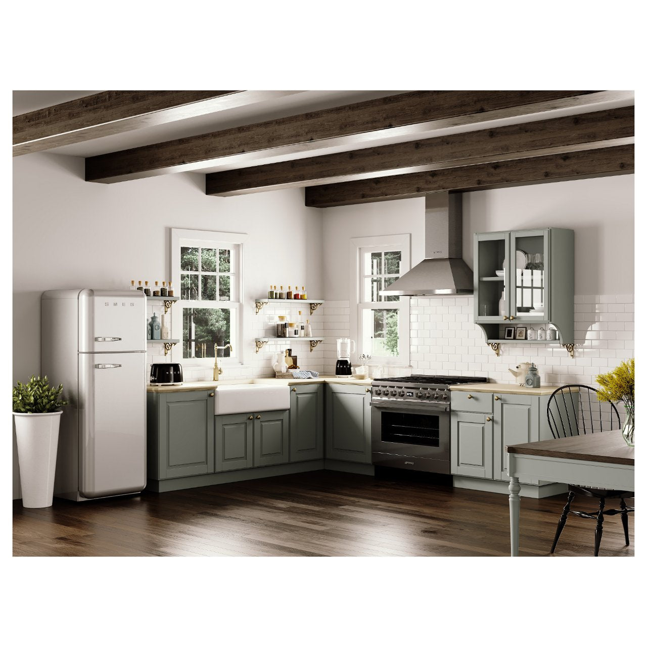 SMEG Toaster 2-Schlitz kompakt 50s Style TSF01BLEU, Schwarz, Hochglanz