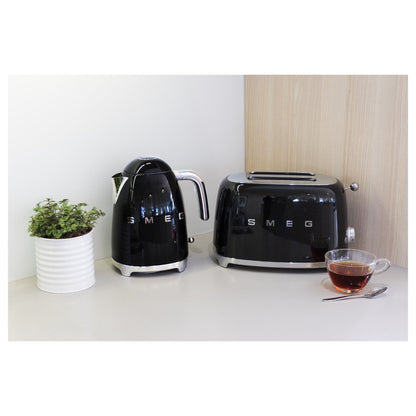 SMEG Toaster 2-Schlitz kompakt 50s Style TSF01BLEU, Schwarz, Hochglanz